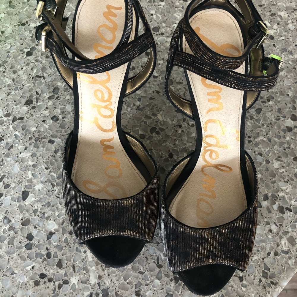 Metallic Leopard Print Sam Edelman Platform Heels